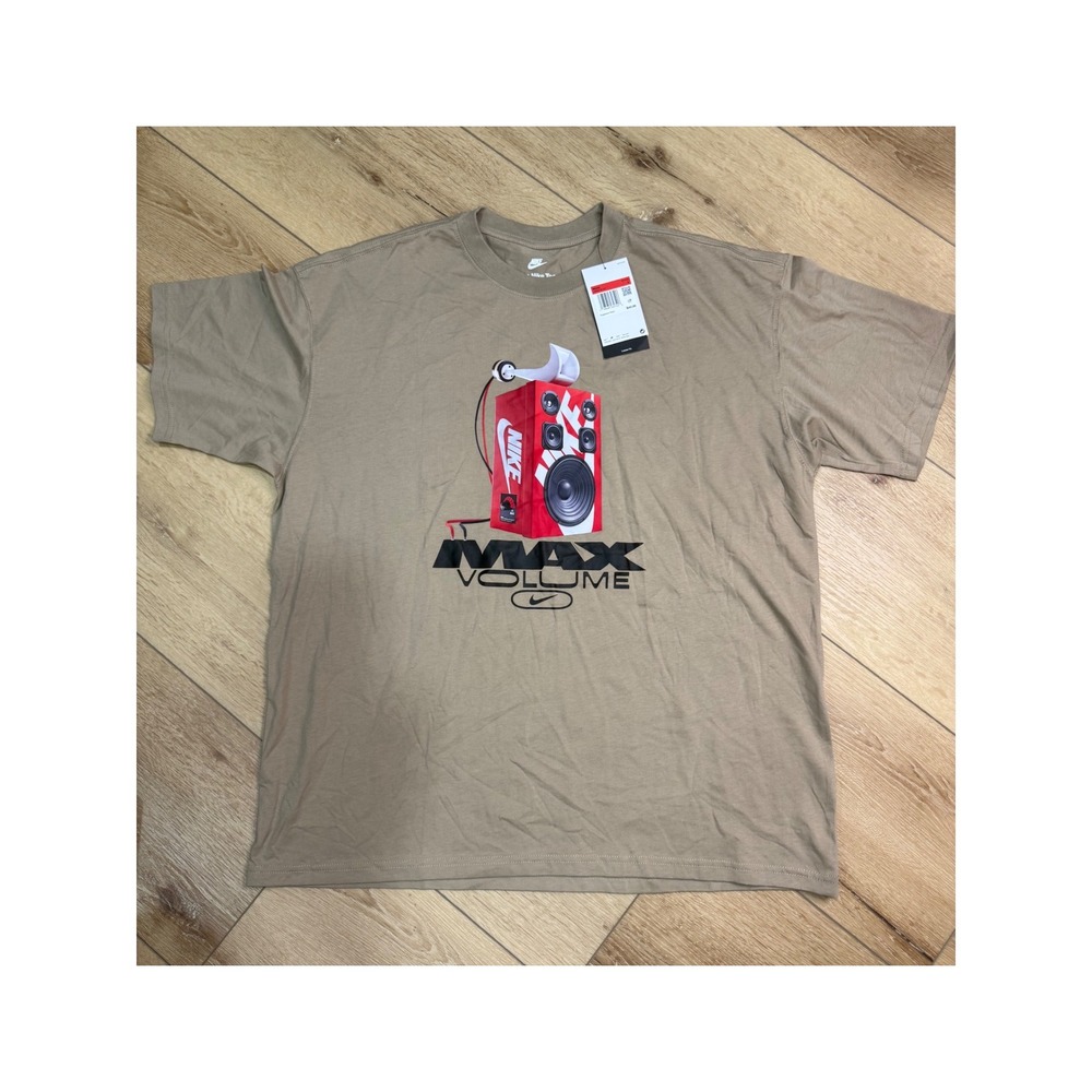 Nike Sportswear Max Volume Speaker Graphic T-Shirt Khaki Tan HQ9279-247 Mens L